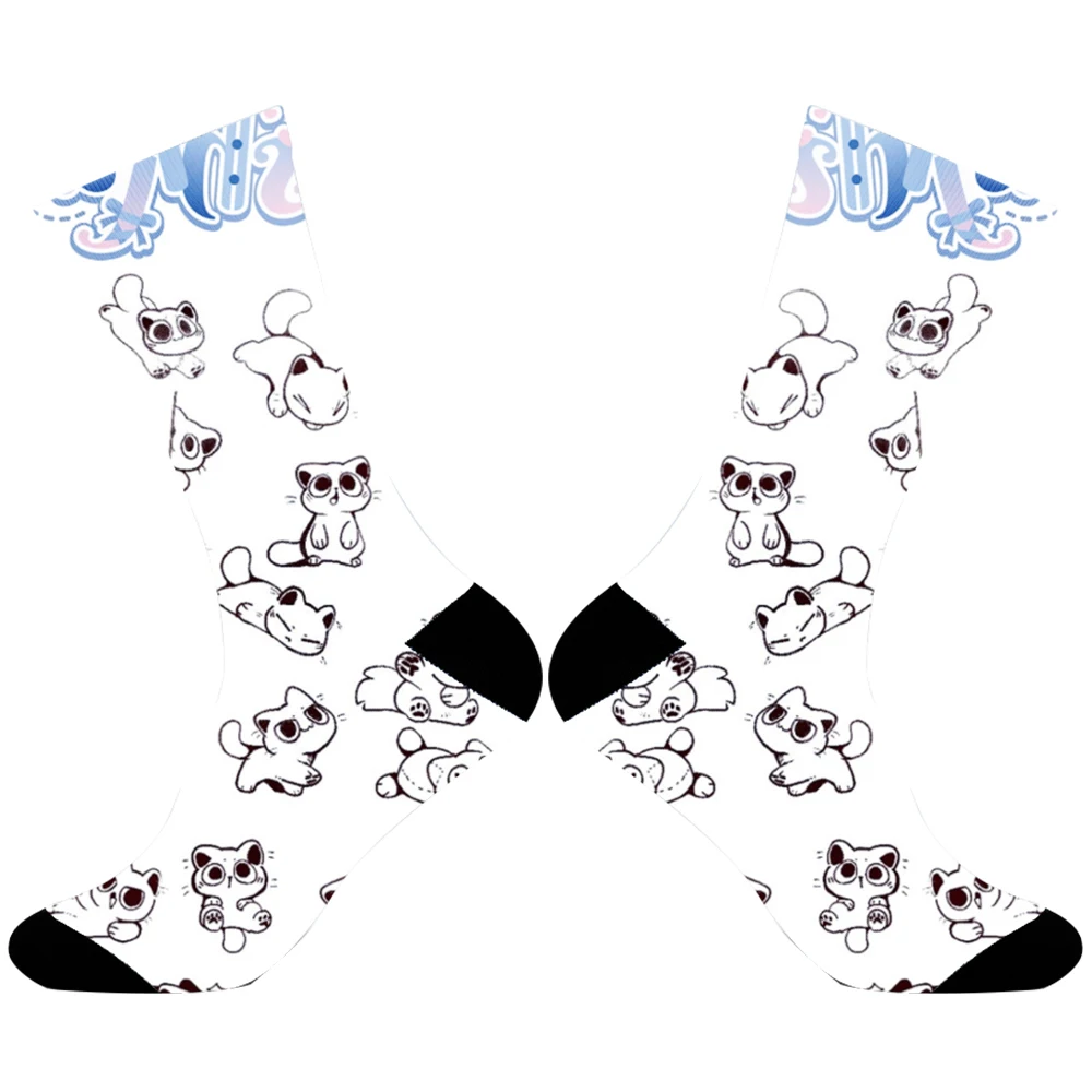 Chaussettes décontractées en coton de dessin animé, chat, chien, citron, mignon, Harajuku, nouveauté heureuse, nouveau, 2024