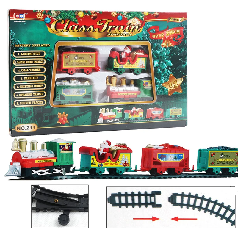 Natal elétrico Rail Car Building Block Track Set, brinquedo transporte, trem de tijolo, Natal e Ano Novo presente, 2022