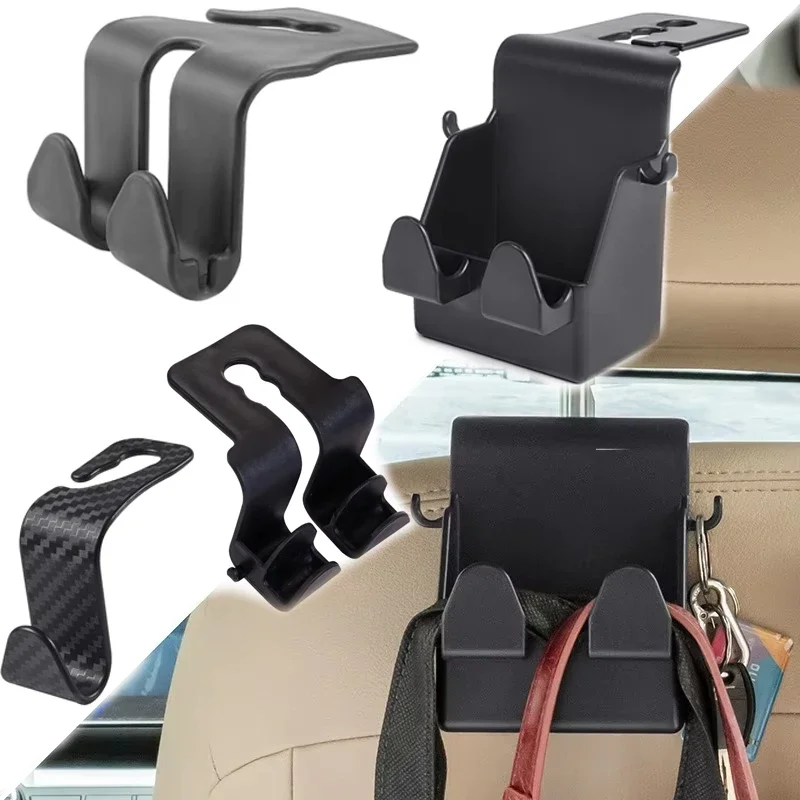 

Multifunctional Car Seat Back Hook 2 in 1 Storage Box Holder Hooks Hanger Phone Holder Auto Interior Decoration Accessories