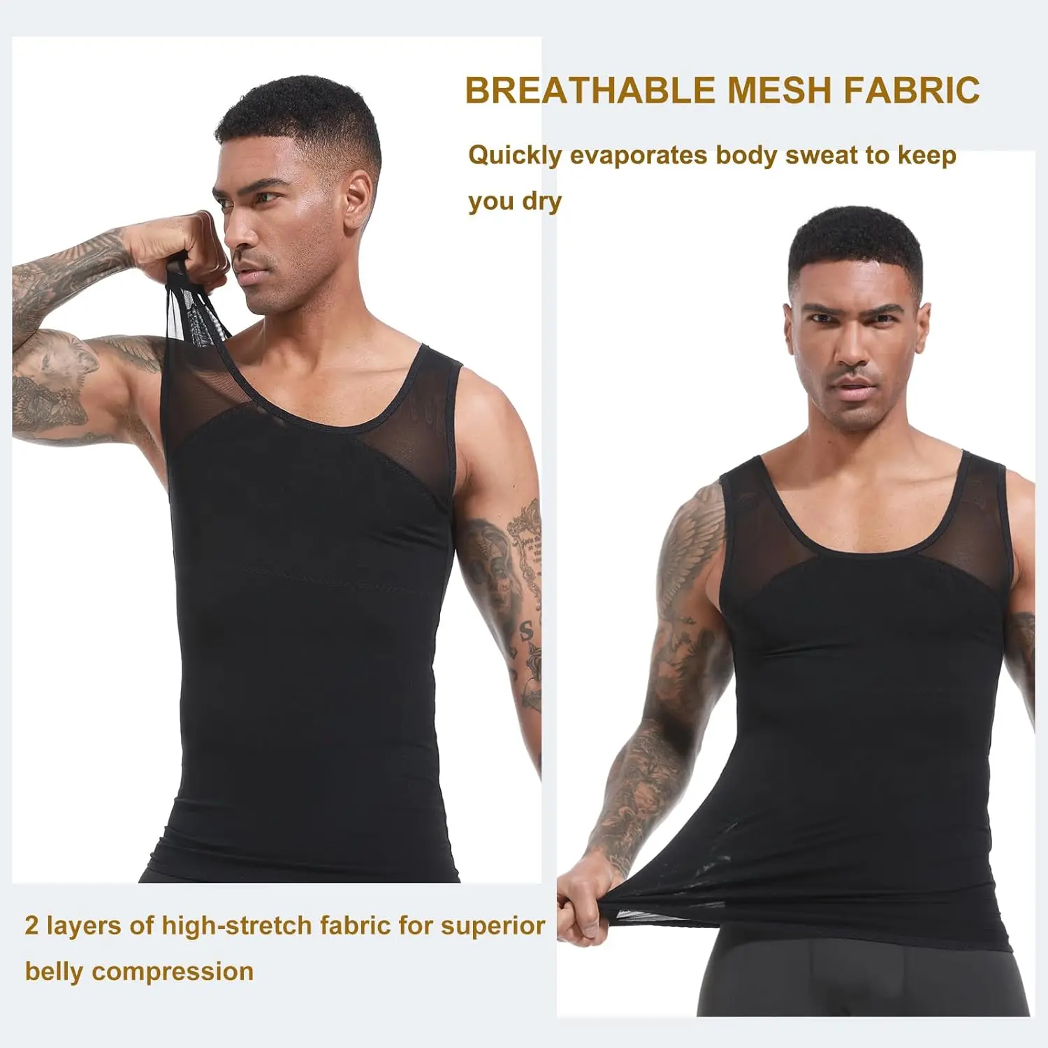 ISUP Camisa moldeadora de cuerpo adelgazante para hombre, tanque de compresión de pecho, camiseta interior con Control de barriga, ropa moldeadora