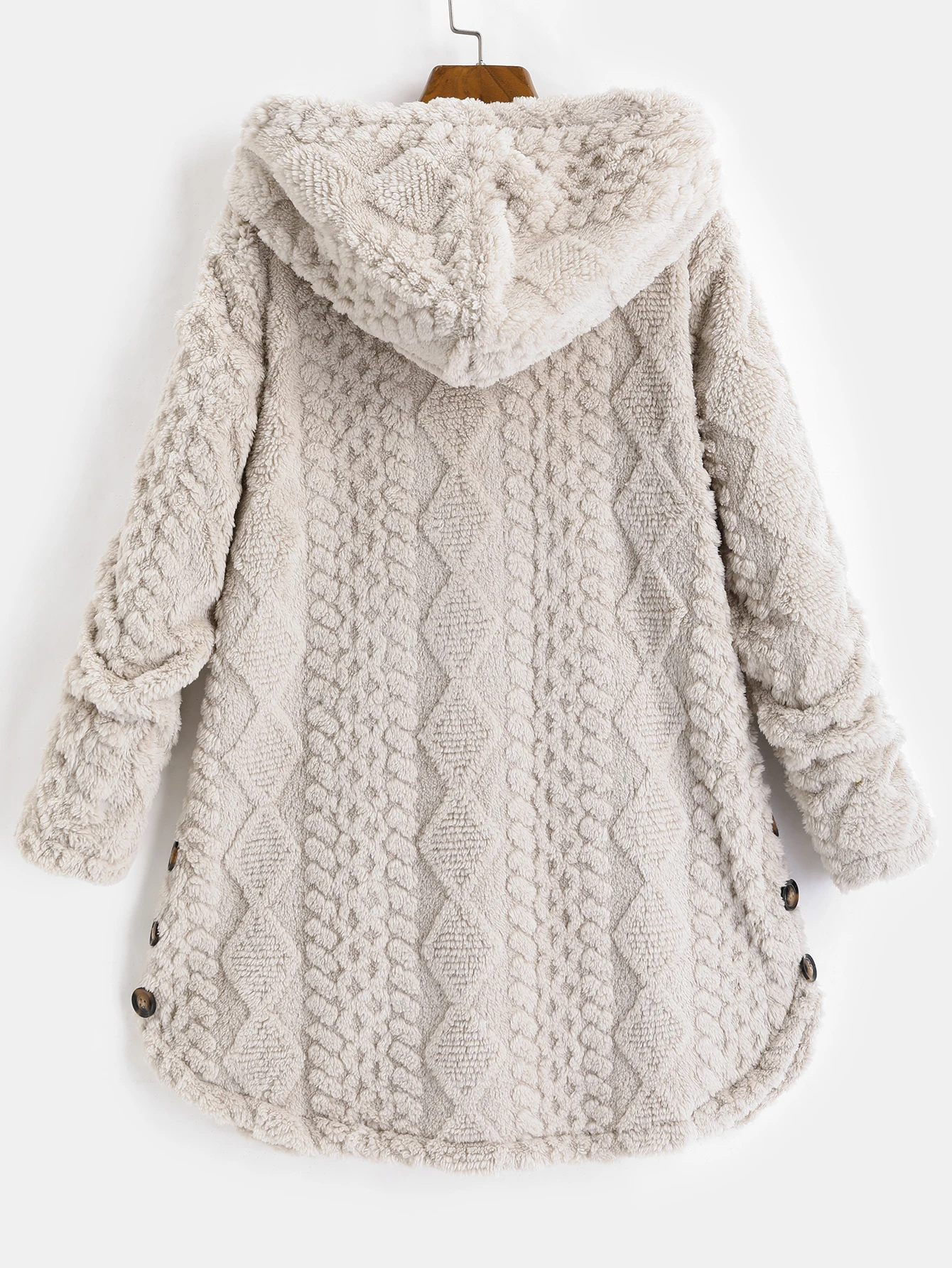 plus Size Women's Jacquard Fleece Hooded Cardigan Coat Warm Autumn Winter Fashion Knitwear