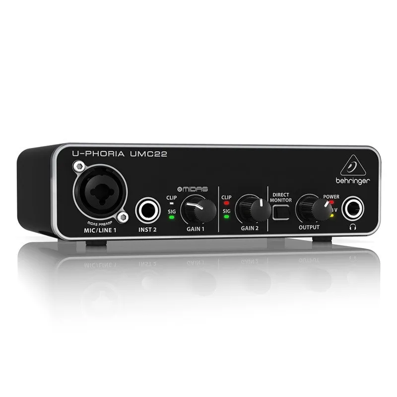 Bailingda UMC22 USB Live Sound Card External Recording Debugging Set for Studio Use Compatible with Computers Mobile Phones