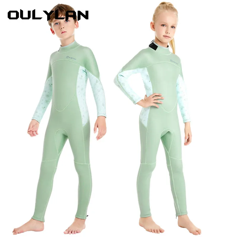 

Oulylan 2/3MM Wetsuit Girls Surfing Neoprene for Boys Scuba Diving Suit Kids Thermal Swimsuit Freediving Children Swimwear