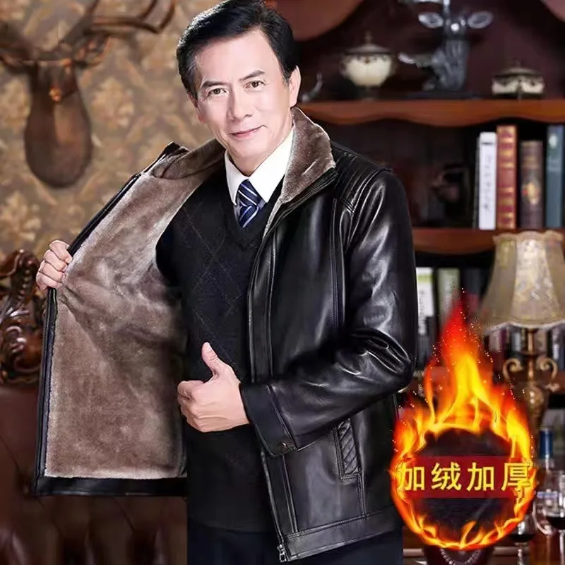 

Новая меховая цельная мужская кожаная куртка