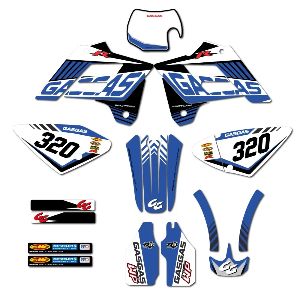 Enduro Motorbike compatible sticker kit Blue Gas-Gas EC 02-06