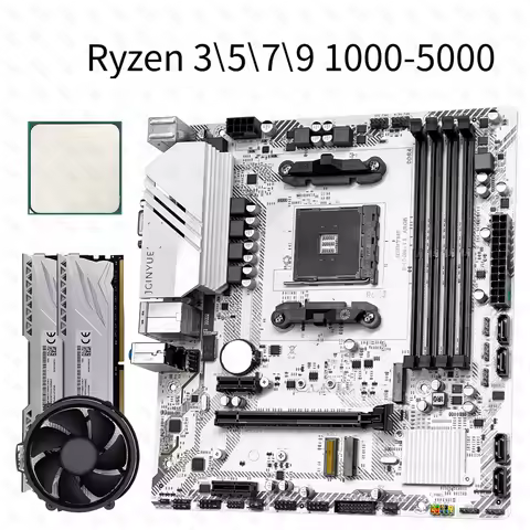 B450M Motherbaord Set with CPU Cooler Ryzen R3\R5\R7 DDR4 Dual Channel Support M2 NVME 4xSATA3.0 PCIE Protocol WIFI Gaming Combo