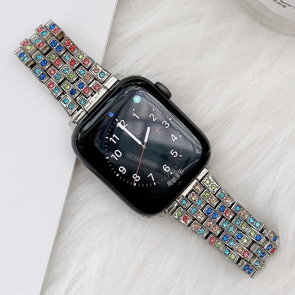 

Metal Diamond strap for Apple watch Ultra2 49mm 10 9 8 7 6 5 4 SE 45mm 41mm 40mm 44mm 42mm 46mm stainless steel bracelet correa