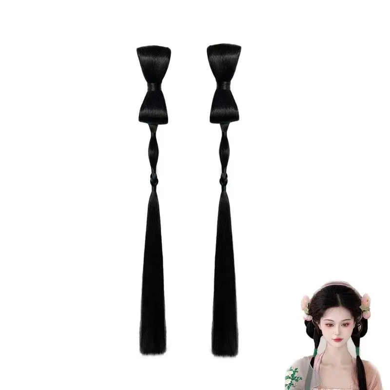 Nieuwe Hanfu-haarcollectie - Tang/Song/Ming-dynastie met strik versierde knotenset met oude stylingpads Concorde-geïnspireerde Hanfu-pruik
