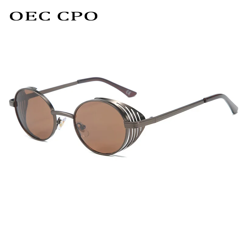 OEC CPO Hình Bầu Dục Punk Vintage Kính Mát Nam Nữ Tròn Thương Hiệu Thiết Kế Kính Chống Nắng Nữ Phong Cách Khoa Học Viễn Tưởng Retro Kính Mắt UV400