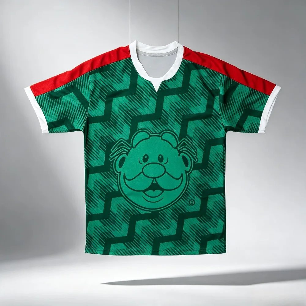 Cartoon Tiger Head Print Men T-Shirt Mexico Tone Quick Dry Sports Jersey Casual Match Day Short Sleeve Fan Daily Wear Tops