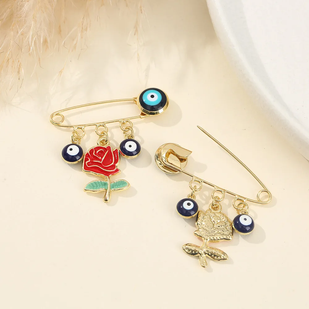 Creative Eye Brooch Candy Rose Brooch Fashion Sweet Accessories Blue Devil Eye Brooch Jewelry Wholesale