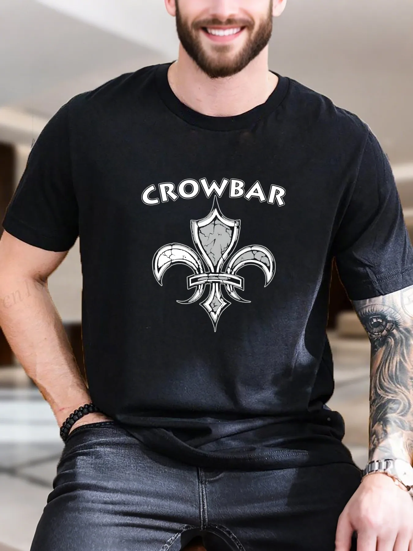 

New Arrival Fashion Men's Printed T-Shirt 100% Cotton Comfortable Casual Tee with Crown Logo Print on White Trendy Short Sleeve