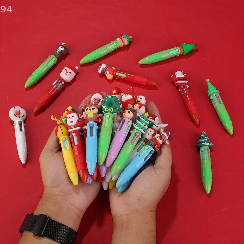 10 قطع جديد عيد الميلاد أربعة ألوان قلم لطيف الأيائل سانتا كلوز البسيطة هلام القلم كتيب القلم جائزة الطالب هدية