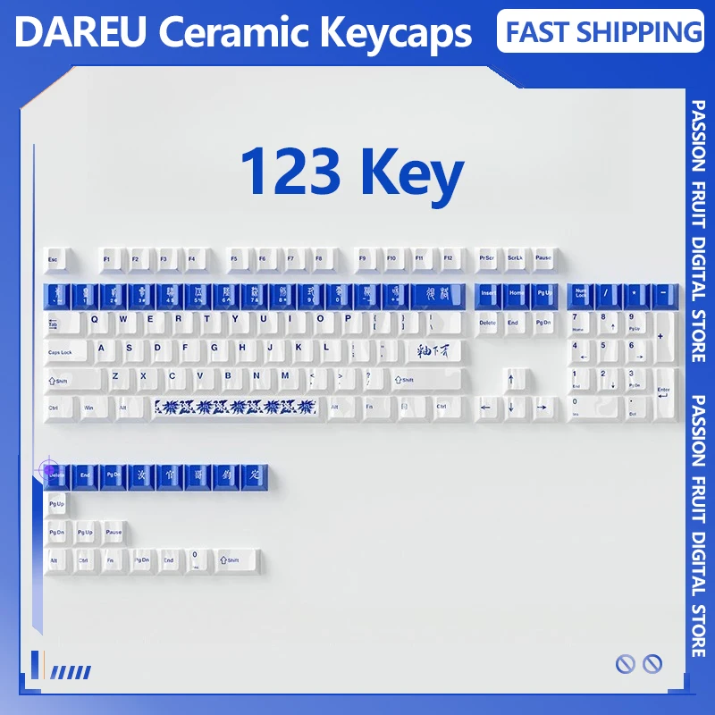 

DAREU 126-клавишные керамические колпачки для клавиш, механическая клавиатура с гладкой и прочной поверхностью, вишневые колпачки для игровой клавиатуры на заказ