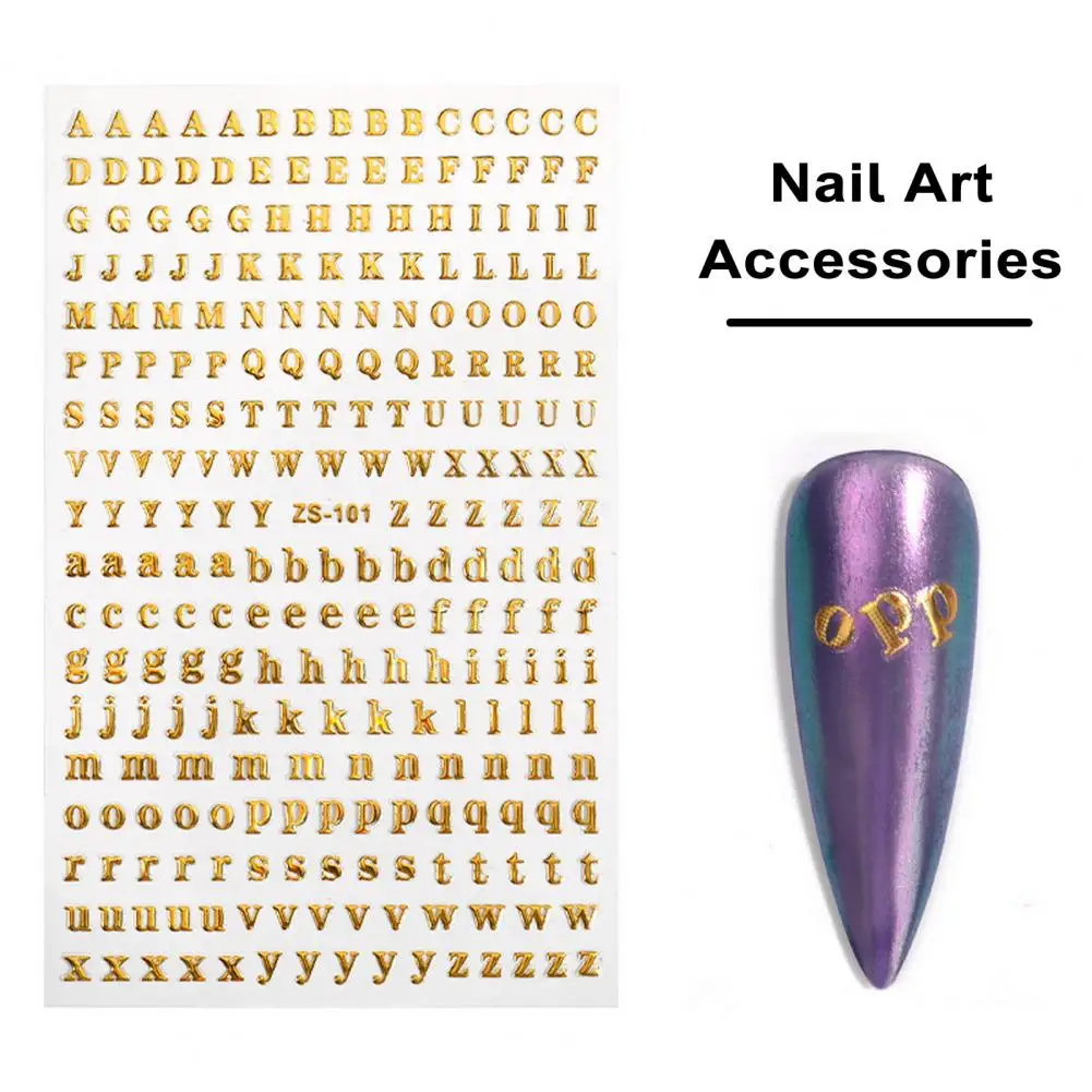 Diy Nail Art Manicure Decorations High-quality 3d Nail Art Stickers Alphabet Manicure Decals with Excellent Stickiness Anti-slip