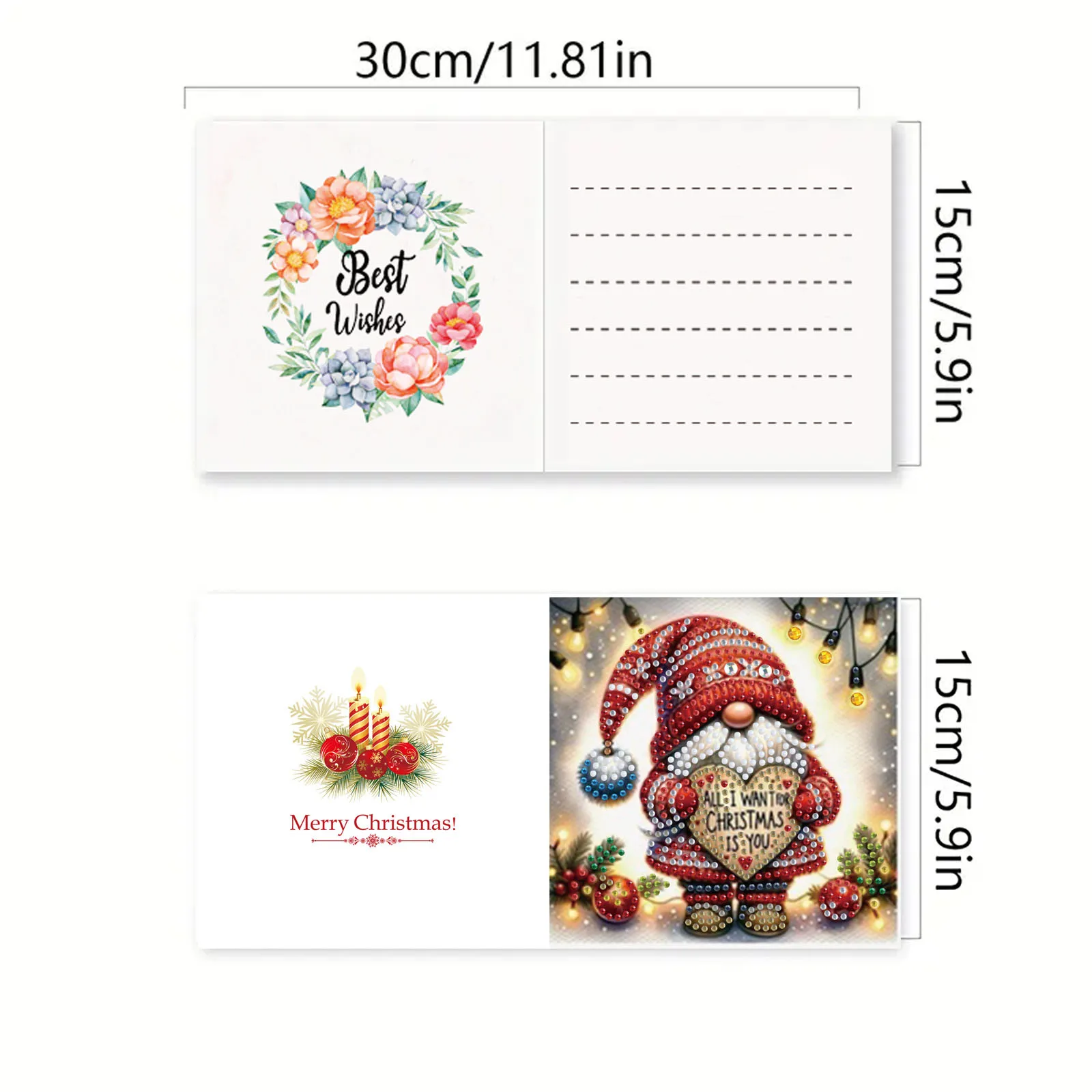 6-piece DIY diamond painting set Christmas lame theme greeting card, blessings and wishes, unique design