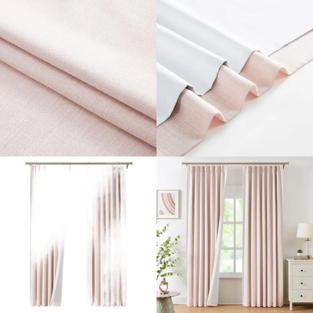 

Pinch Pleated Blackout Curtain Panels, 84 Long, Rustic Textured Drapes for Modern Bedroom, 40 Wide x 2 Panels
