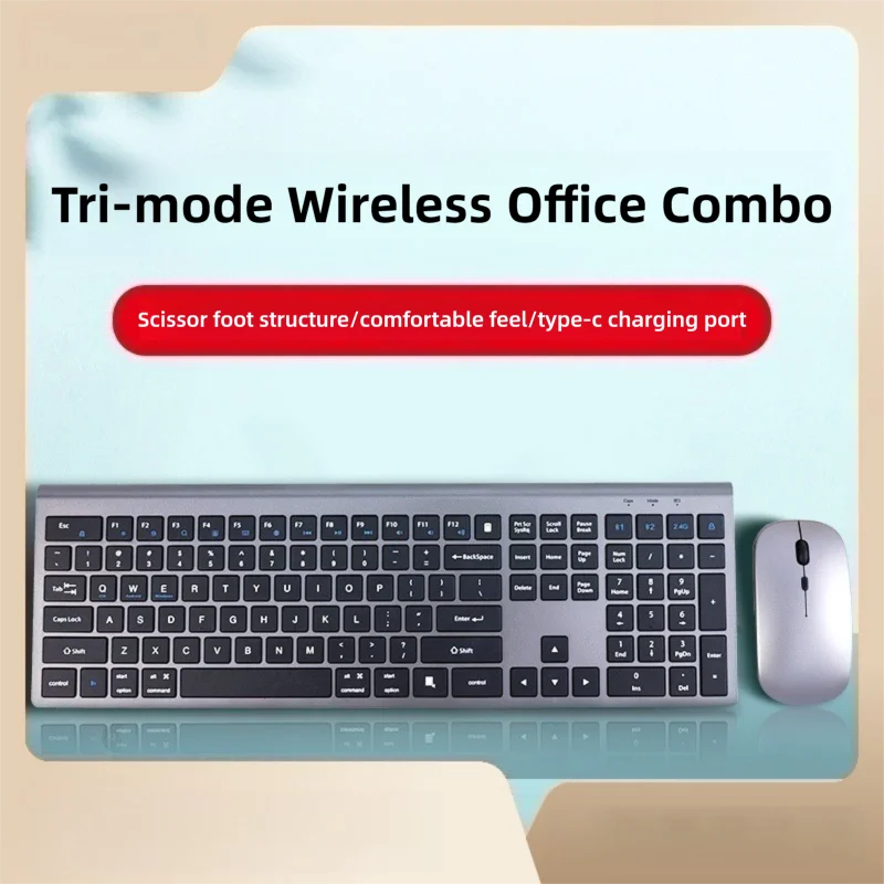 Wireless Keyboard & Mouse Set Bluetooth Dual-mode Keyboard 2.4G  Light Weight Protable Low Noise Long Battery Life For Office