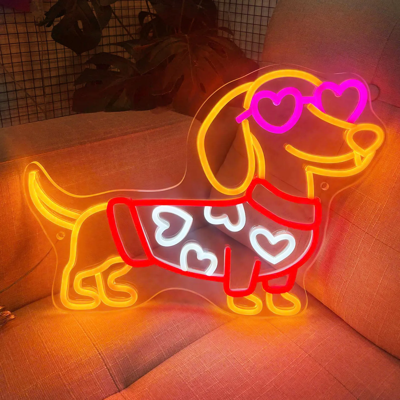 Cute Dog Neon Sign, Stylish Dachshund Neon Sign for Pet Lovers, Dog Lover Gift, Dog Room Decor,Valentine’s Day Gift for Dog Mom