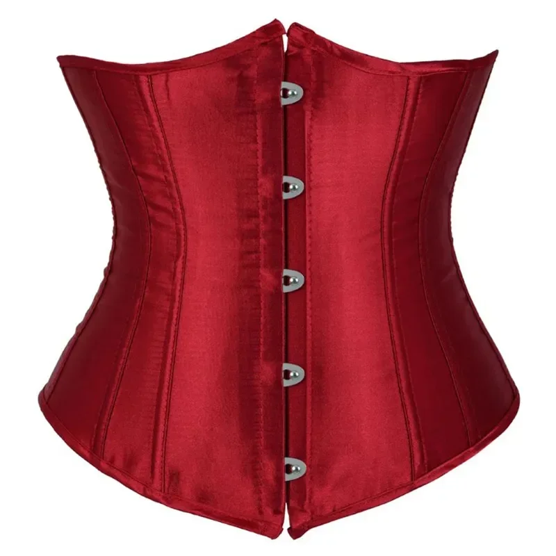 

Sexy Corset Underbust Top Plus Size Satin Waist Cincher Bustier Gothic Women Lingerie Corselet Workout Korsett Blalck Red White