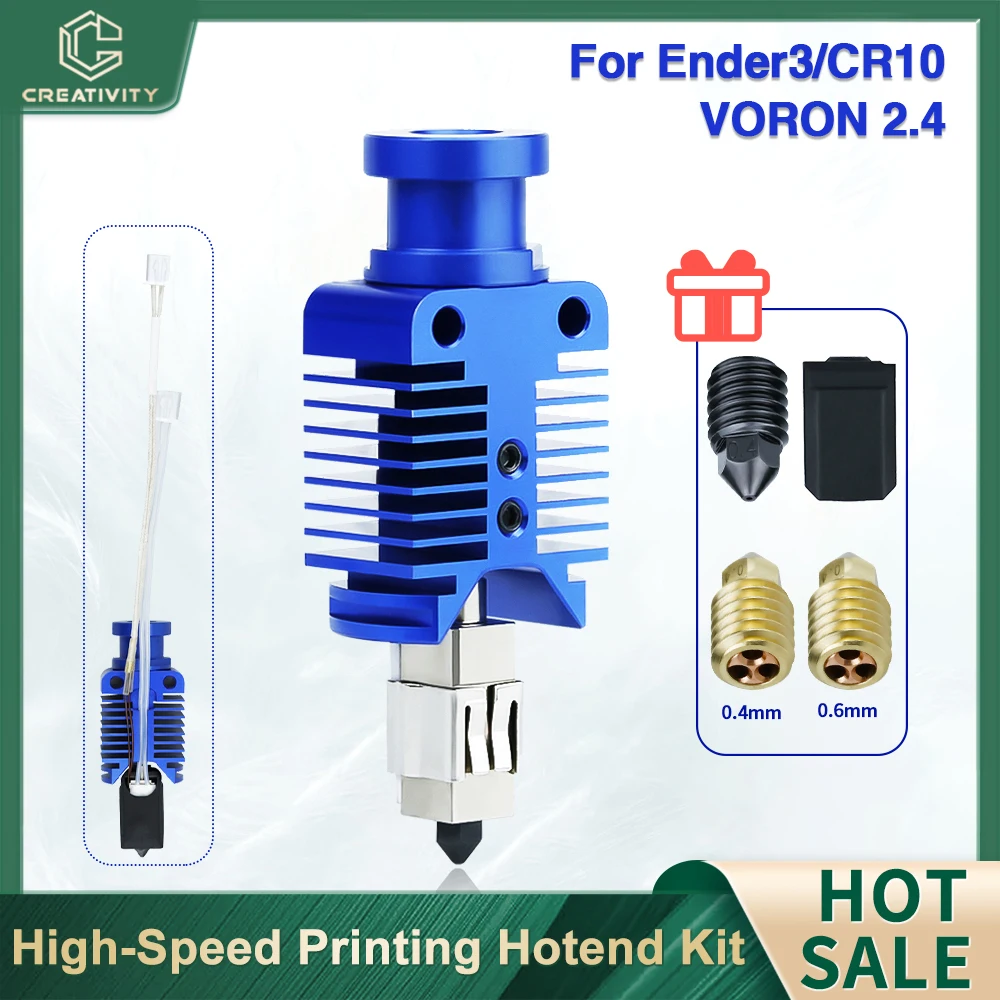 

High Speed Printing Hotend Kit with Extension Cable Thermistor Steel Nozzle for Ender3/V2/CR10/VORON 2.4 3D Printer