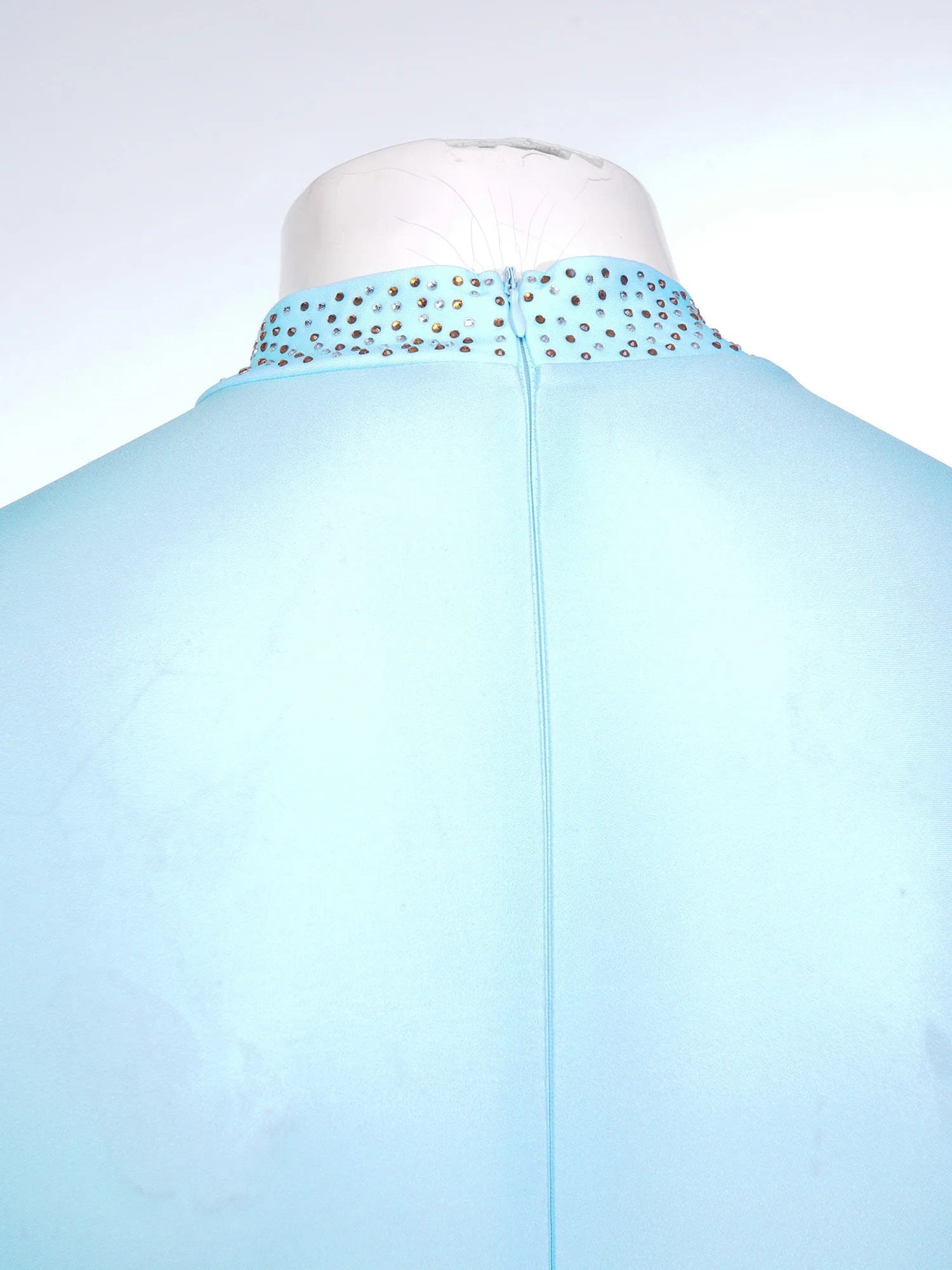

Men Figure Skating Bodysuit Gradient Color Costume Long Sleeve Rhinestones One-piece Leotard Jumpsuit for Gymnastics Performance