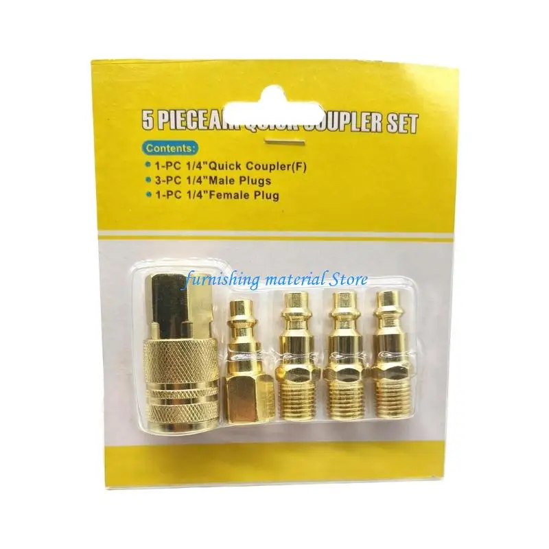 Y5GD 5Pcs 1/4inch NPT Thread Pneumatic Quick Connector For Air Hose Fittings Coupling