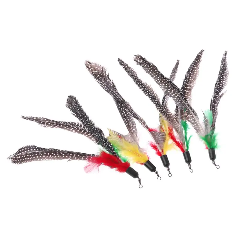 5 sztuk/zestaw Handmade naturalne pióro zabawka dla kota Da ptak wkłady interaktywne Teaser Sticks
