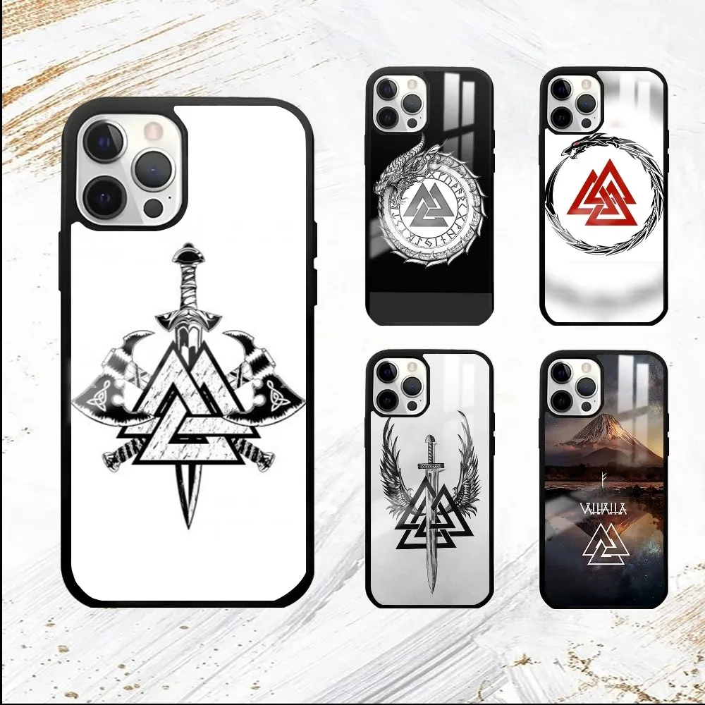 death knot warrior valknut Phone Case For iPhone 16 15 14 13 12 11 Pro Max Plus Mini PC Mirror Fashion  phone case