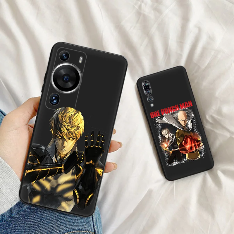 Phone Case For Motorola G200 One Fusion G30 G31 Huawei P20 P30 P40 P-Smart iphone6 One Punch Man Black Matte Soft Cover