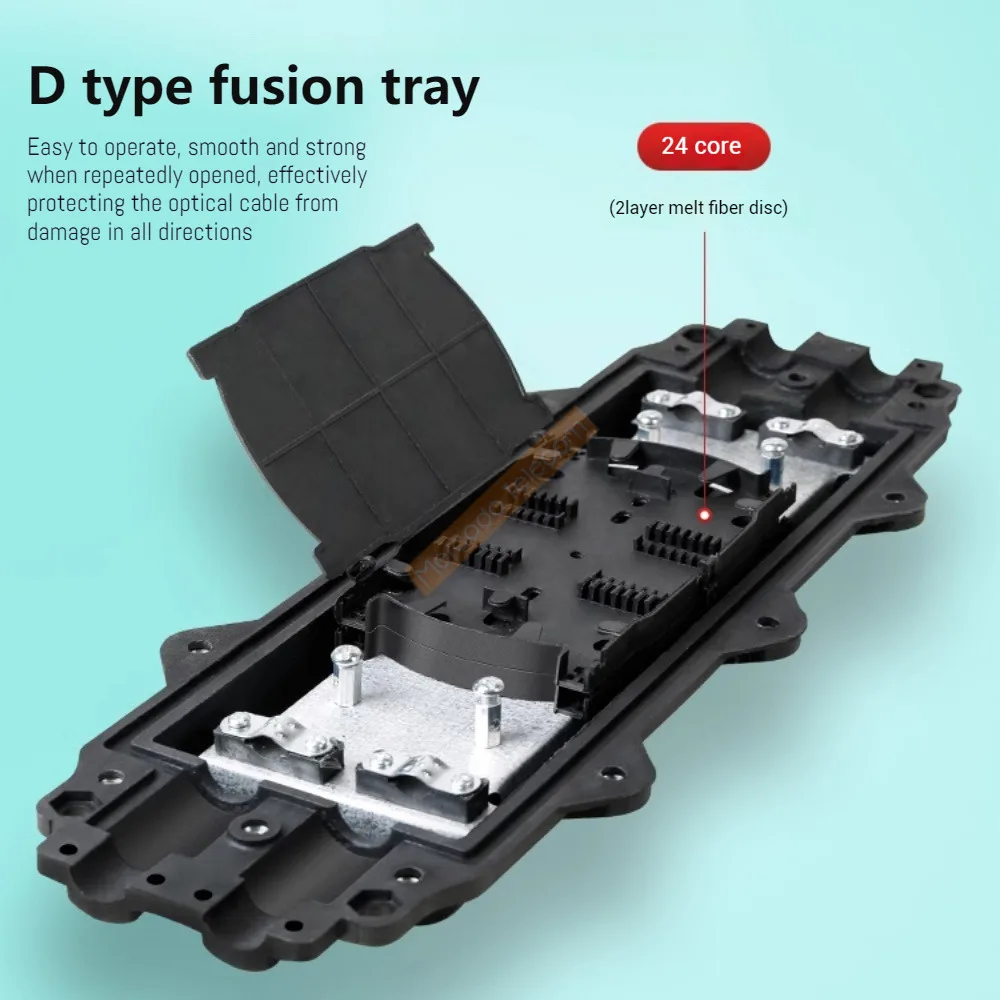 24Cores Optical Fiber Splice Box 2 IN 2 OUT Horizontal optical fibre splice box waterproof outdoor big D type fusion tray