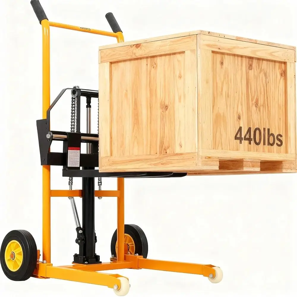 

440lbs Fork Lift, 35.5 Lift Height, Manual Stacker with Adjustable Forks for Supermarket & Warehouse