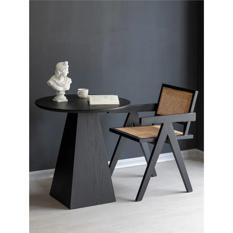

Nordic light luxury solid wood round coffee table household living room balcony small round table casual negotiation table simpl