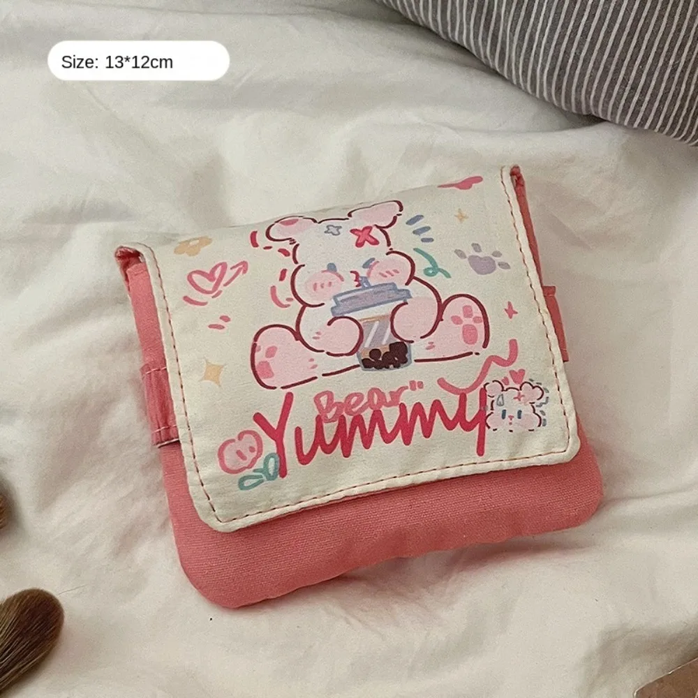 New Data Cables Organizer Sanitary Pads Bag Large Capacity Multipurpose Napkin Pouch Storage Bag Cartoon Kitten Cosmetic Bag