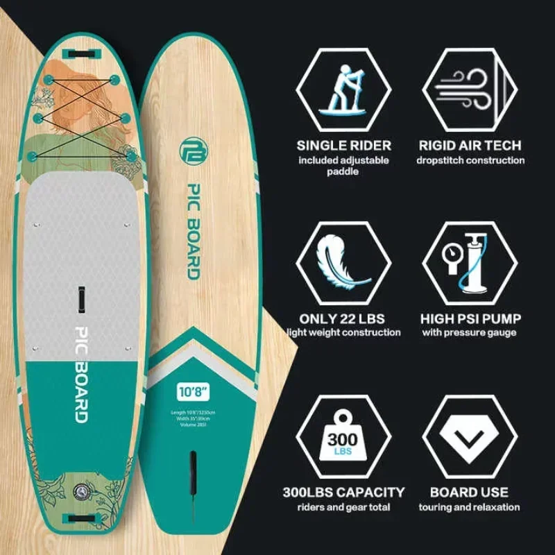 Tablero de fotos, venta al por mayor, tabla de pesca inflable Sup Yoga, tabla de Paddle inflable para surf acuático