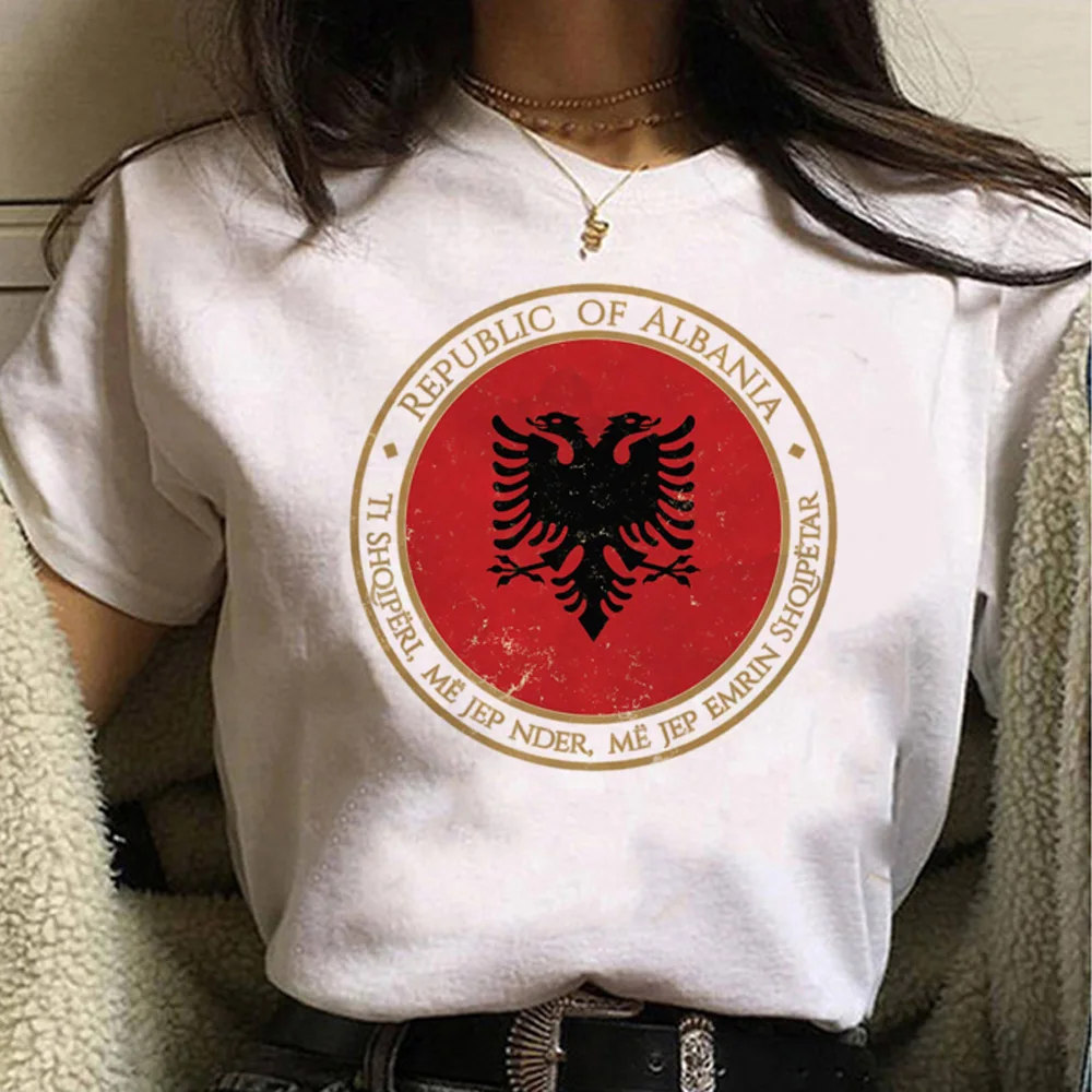 Albanien T-Shirts Frauen Harajuku T-Shirt Mädchen Anime Designer Kleidung