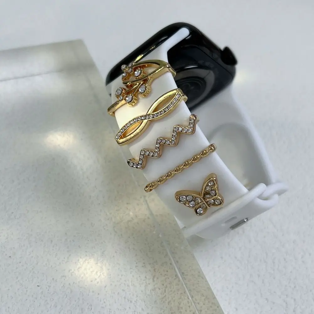 Fashion Metal Watch Band Ornament Diamond Brooch Decorative Ring Decorative Nail Strap Accessories