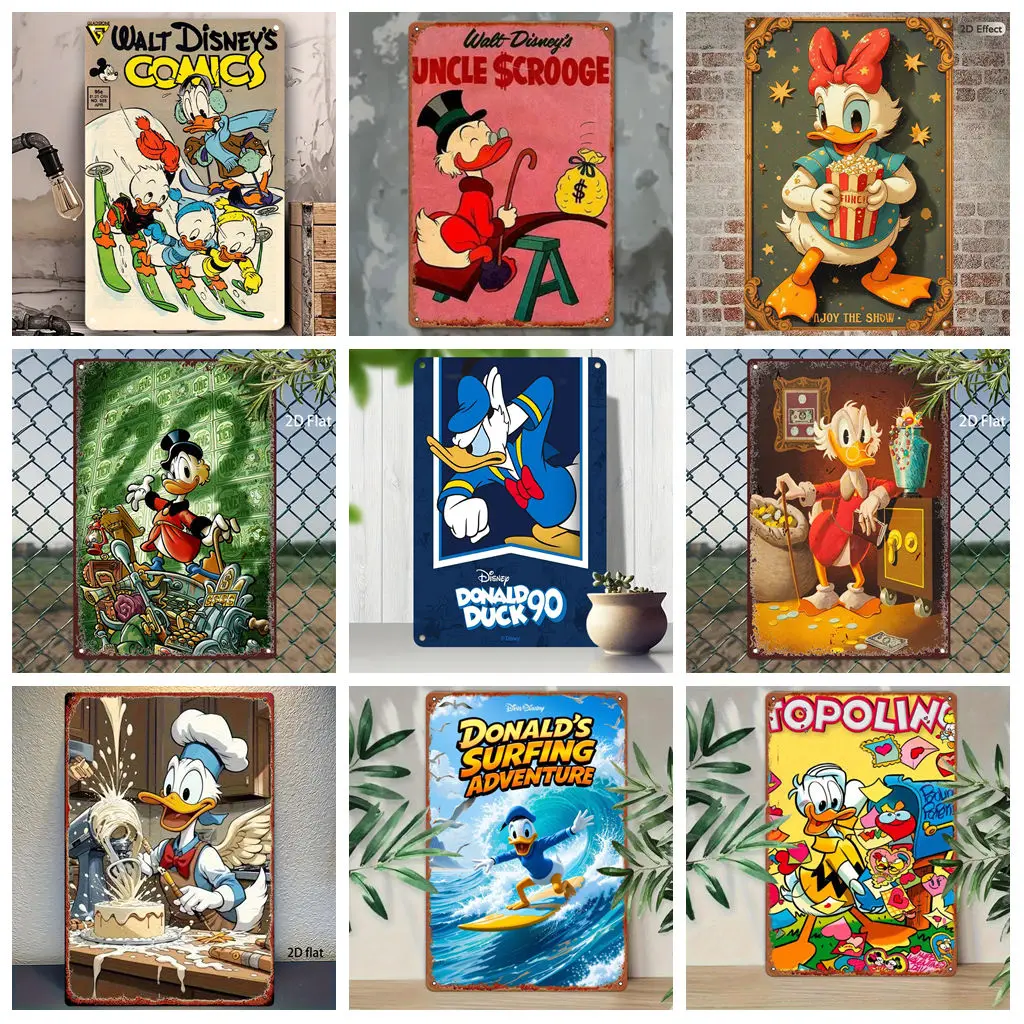 

Miniso Disney Donald Duck Tin Signs Tin Decor Wall Decor Art Wall Mural Room Decoration Decor Retro Metal Sign Plate Bar Posters
