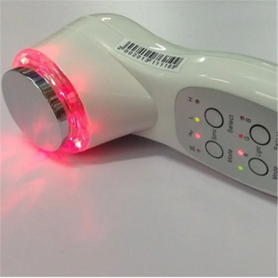 Portátil ultrasónico 7 luces LED de rejuvenecimiento de fotones eliminador de arrugas masajeador de belleza facial cuidado de Estiramiento facial sónico limpiador de la piel