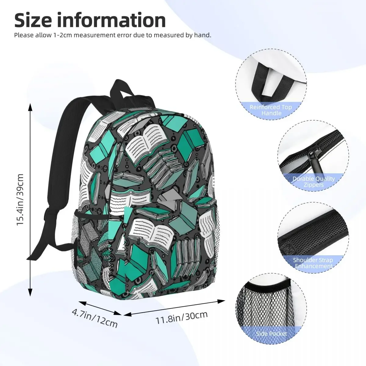 So Many Books Backpacks Boys Girls Bookbag Casual Students School Bags Travel Rucksack Shoulder Bag Large Capacity