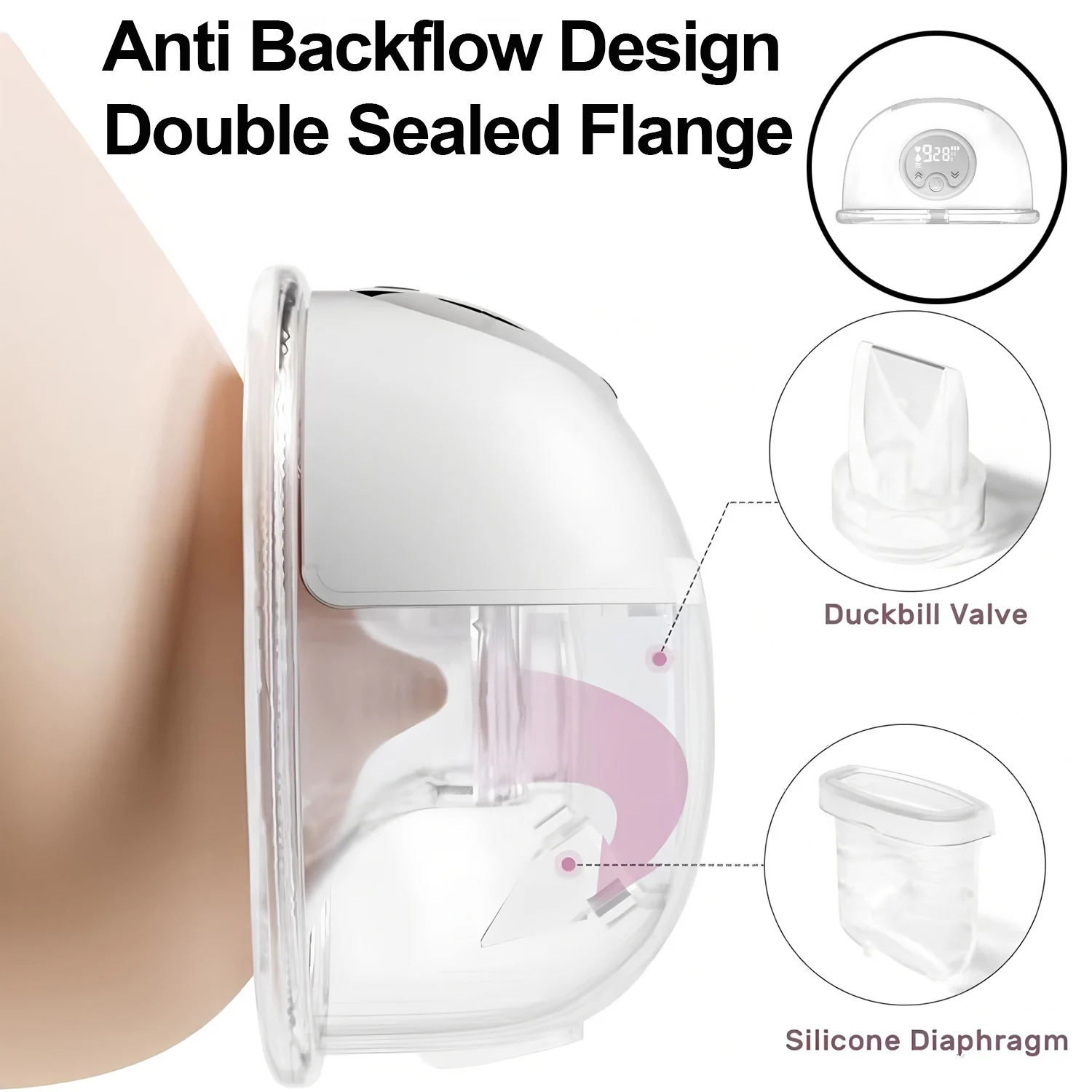 Wearable Electric Breast Pump 3 Modes 9 Suction Levels Silent Leak-Proof Hands Free Breast Pumps Breastfeeding