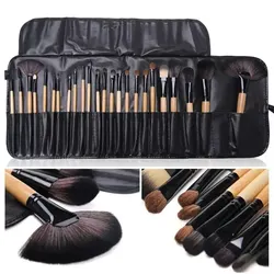 Set di pennelli per trucco da 24 pezzi Strumenti di bellezza Set di pennelli per trucco professionale con potere di presa in polvere forte di colore nero