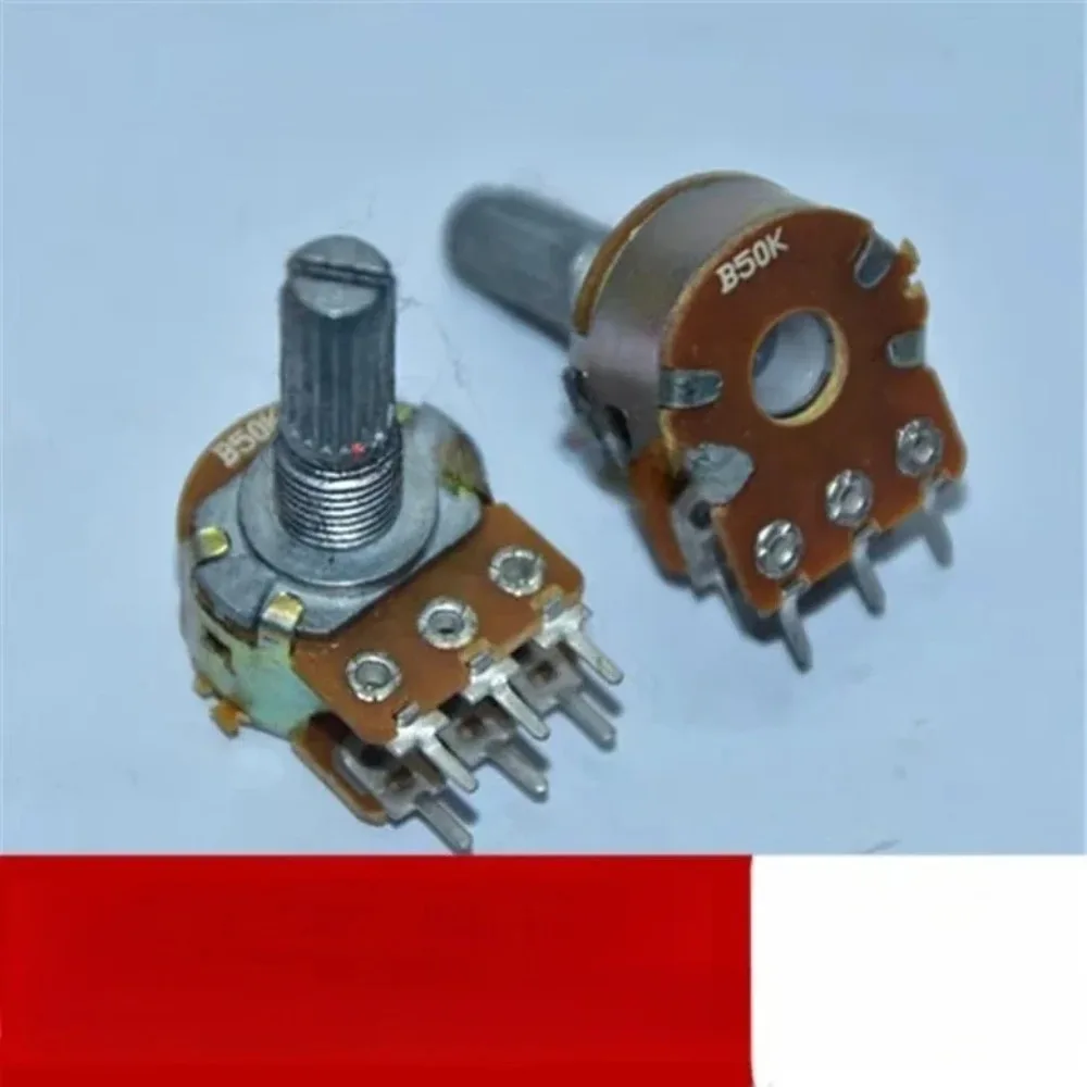 

1pcs Duplex adjustable potentiometer B50K six-pin full-axis audio amplifier volume sound effect adjustment controller