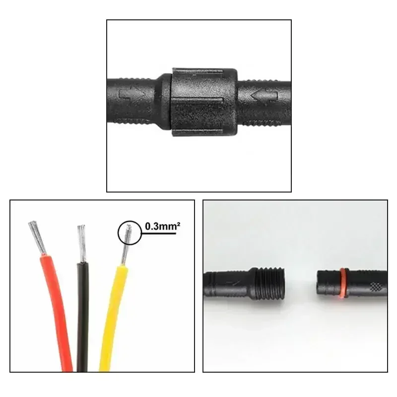 Cable de extensión impermeable de 3 pines, 0,3/0,5/0,75/1,0/1,5/2,5 metros cuadrados, enchufe LED para exteriores, conector de alimentación de