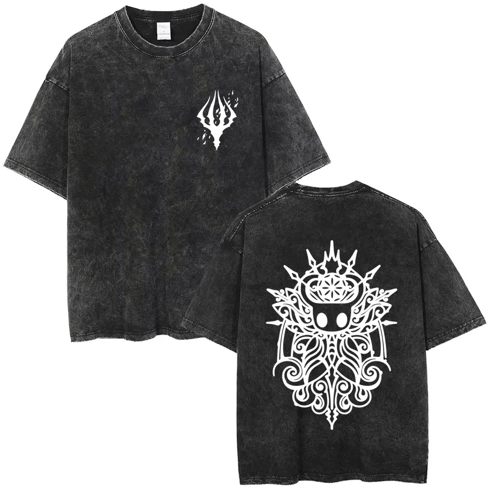 لعبة جوفاء نايت طباعة غسلها تي شيرت الرجال النساء موضة عادية تي شيرتات قطن للجنسين خمر المتضخم قصيرة الأكمام تي شيرت #4