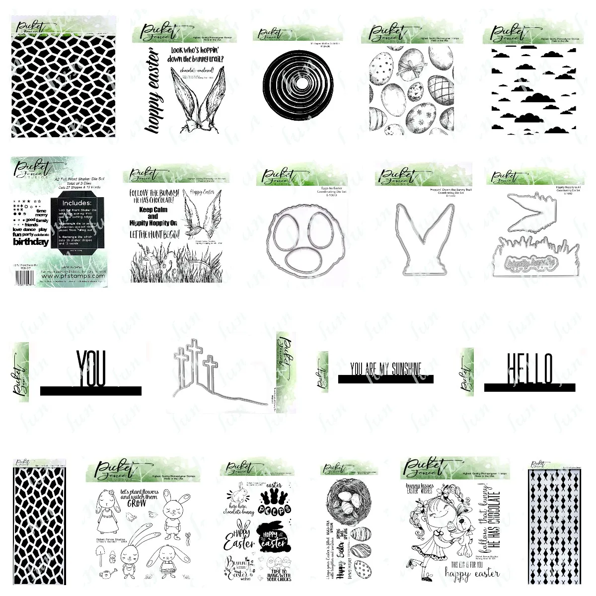 

New Vintage Easter Egg Rabbit Stamps Cobblestone Stitches Stencil circle Full Front Shaker Crosses You Are My Sunshine Cut Dies