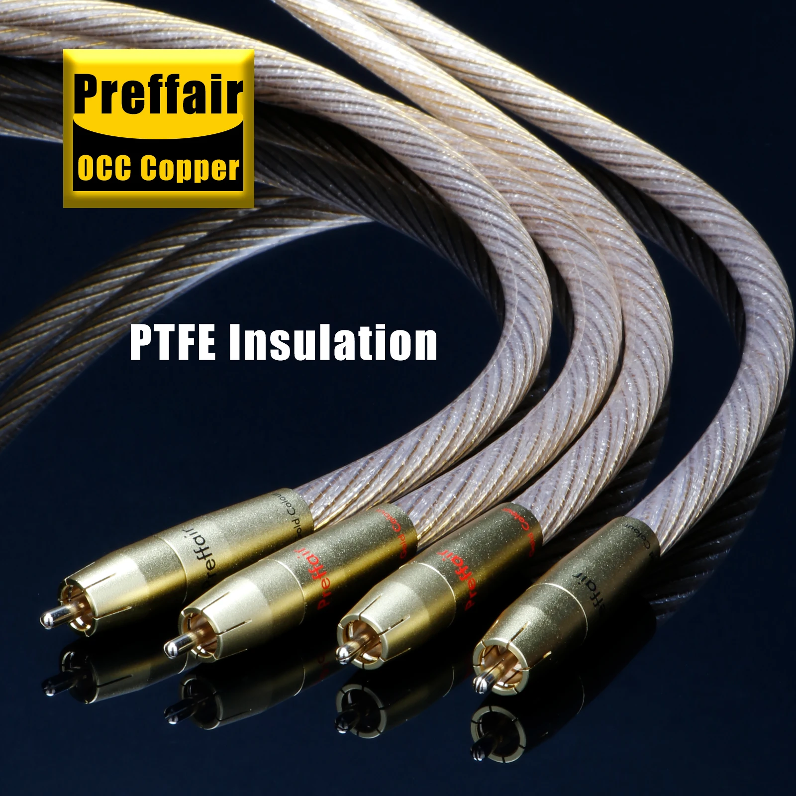 1 пара Hi-Fi золотых аудиокабелей Preffair X417 с позолоченным разъемом RCA для усилителя/CD/DVD/микшера