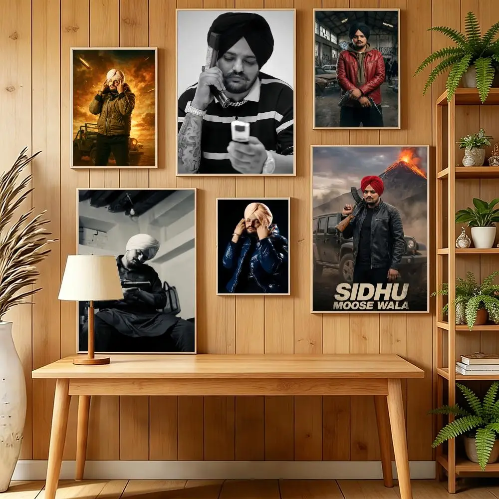 S-Sidhu Moose Wala Singer Poster HD Self Adhesive Wall Mural Stickers Decals for Bedroom Living Room Home Decor Gift