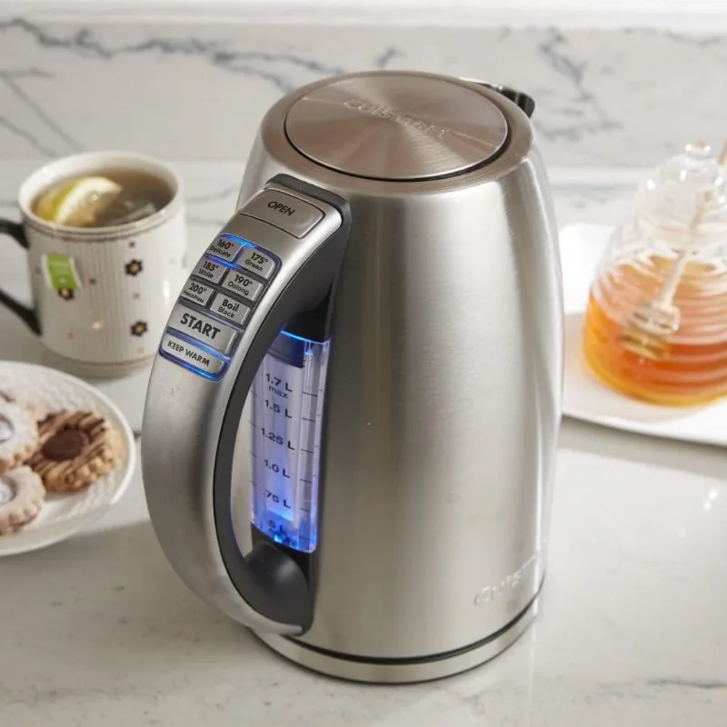 Cuisinart 1,7 литровый беспроводной электрический чайник из нержавеющей стали с 6 предварительно установленными температурами (белый), стандартный