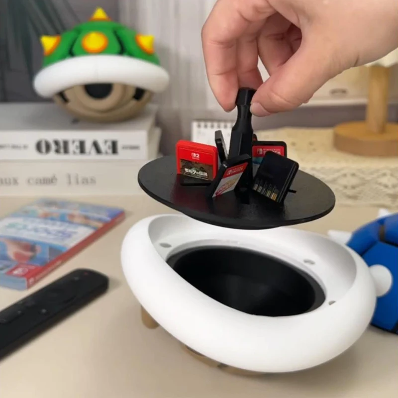 ثلاثية الأبعاد مطبوعة ماريو باوزر شل شل شل بطاقة الألعاب صندوق تخزين نموذج العربة شل لبطاقة الألعاب الكلاسيكية جمع هدية الزخرفية